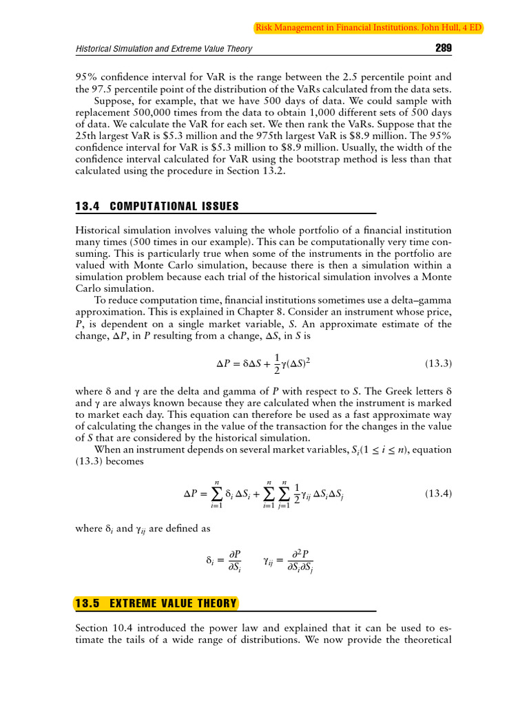 EXTRA 2 EVT Introduction - Hull | PDF | Value At Risk | Confidence Interval
