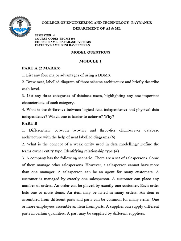 s4 Model Questions Dbs | PDF | No Sql | Information Retrieval