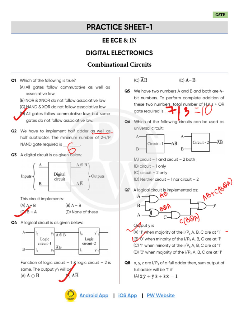 Practice Sheet-1: EE ECE Digital Electronics | PDF | Digital ...