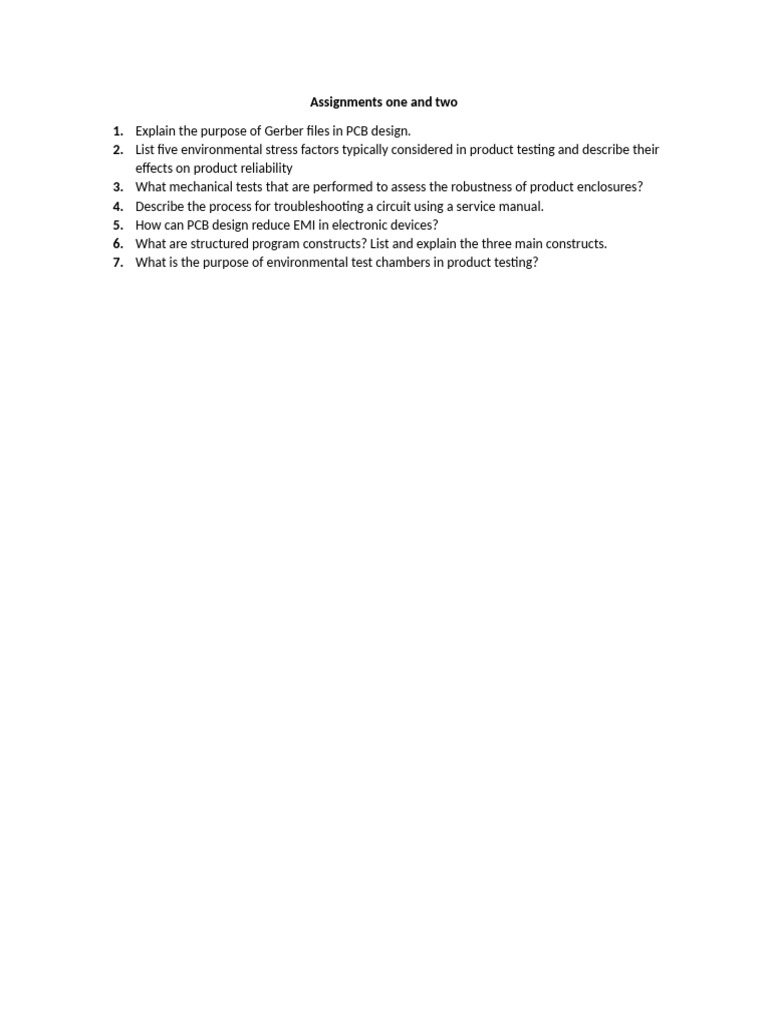 Assignments One and Two | PDF