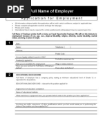 Application For Employment Form