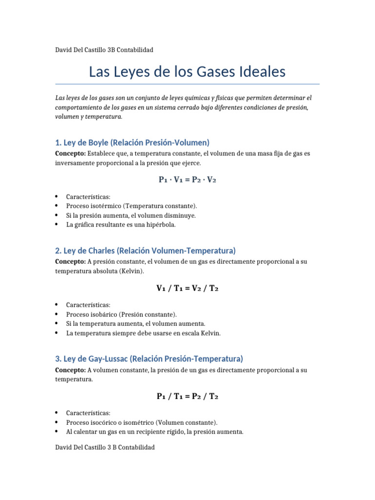 Leyes de Los Gases Detallado | PDF