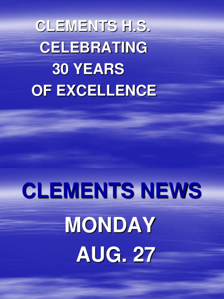 Clements H.S. Events for August 27 | PDF | Art | Mystery, Thriller ...