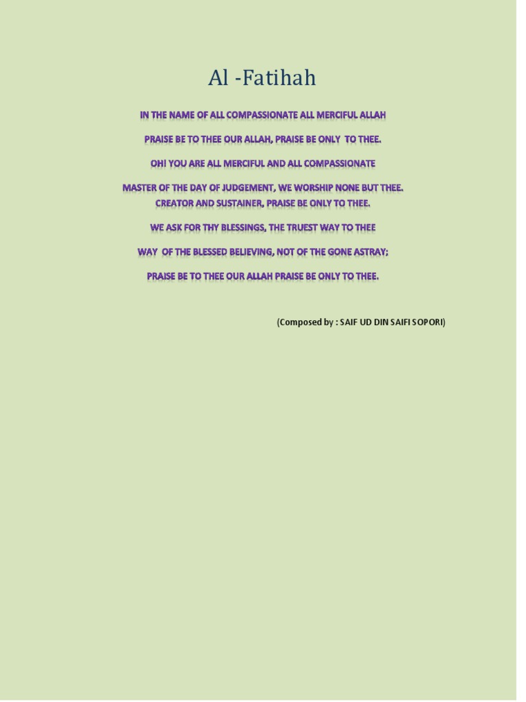 Al Fatihah Prayer | PDF