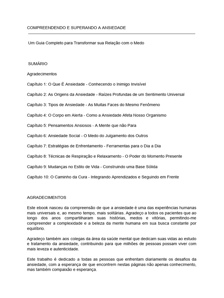 Compreendendo e Superando A Ansiedade | PDF | Ansiedade | Pensamento