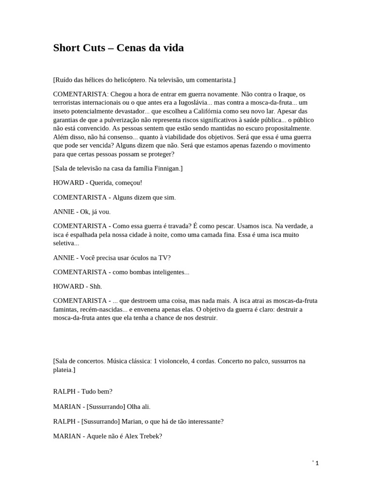 Short Cuts Script | PDF | Cães