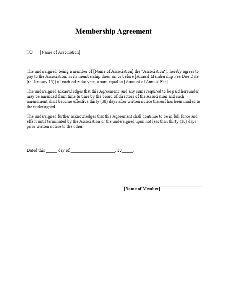 Membership Agreement Template | PDF | Government | Justice