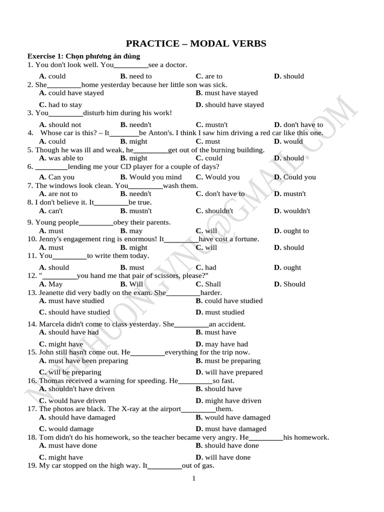 Practice Modal Verbs 2 | PDF