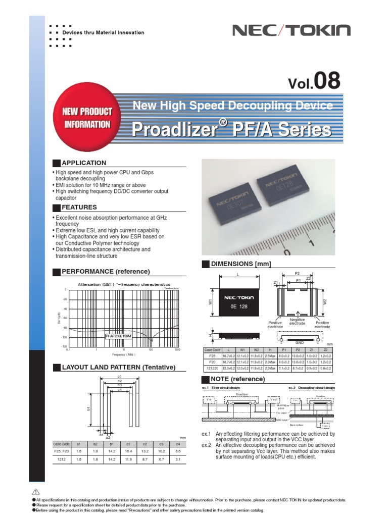 Nec Tokin Oe128 Datasheet | Capacitor | Exports