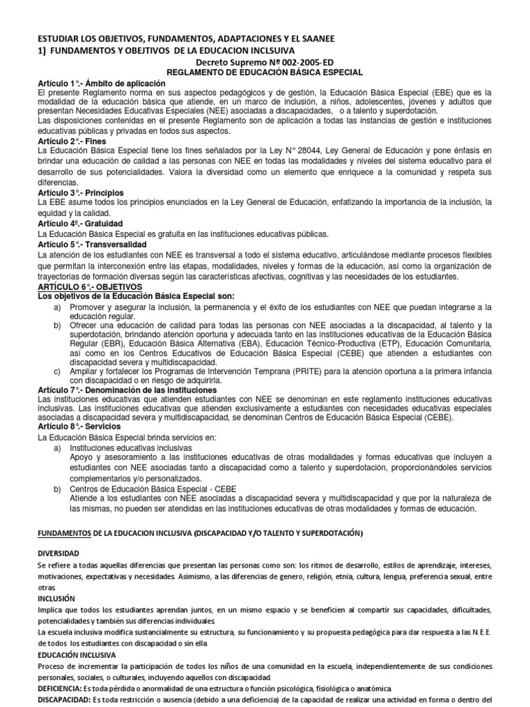 Educación Inclusiva y Atención a NEE | PDF | Invalidez | Plan de estudios