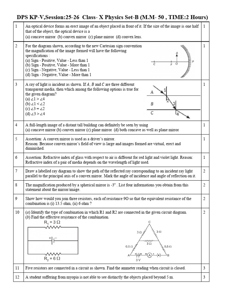 Sample Paper Level 1 | PDF | Mirror | Optics