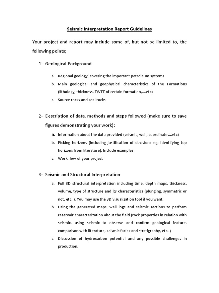 Seismic Interpretation Report Guidelines | PDF | Petroleum Reservoir ...
