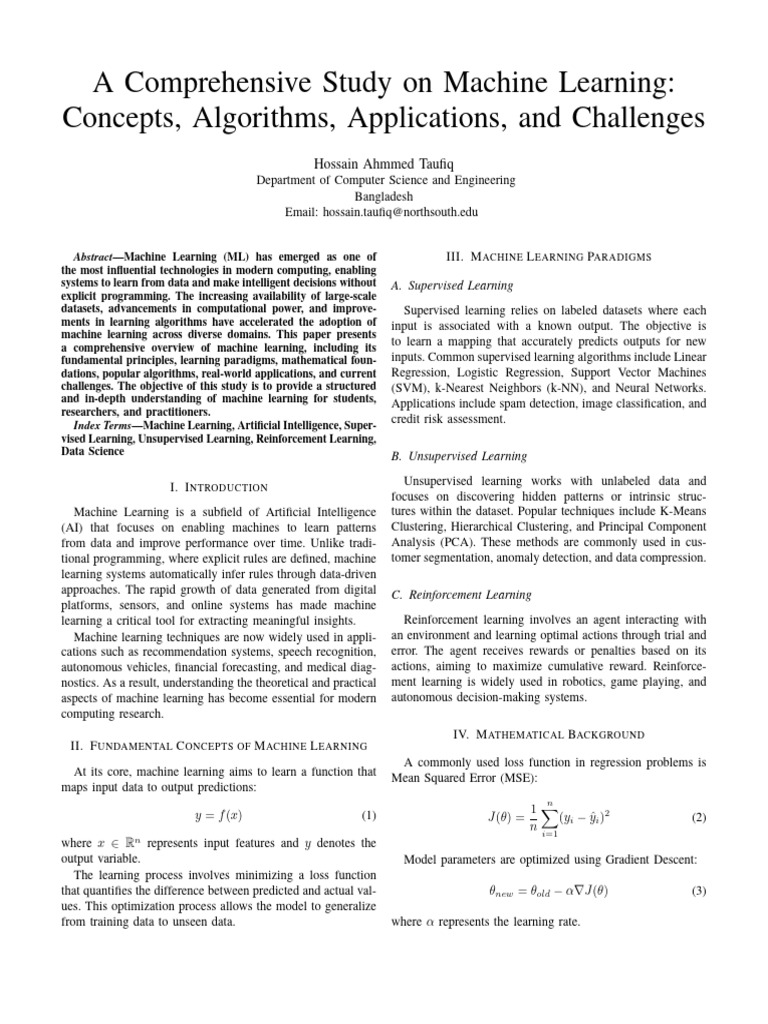 A Comprehensive Study On Machine Learning Concepts Algorithms ...