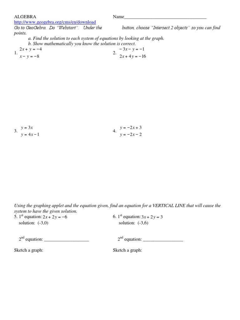Algebra: Solving Systems of Equations | PDF