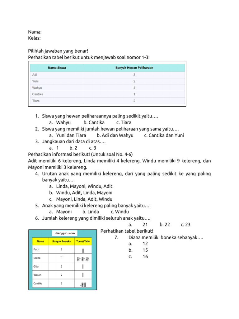 Matematika Kelas 3 Bab 5 | PDF