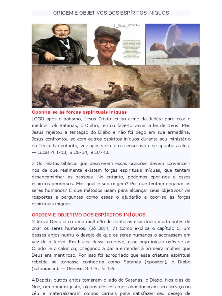 Origem dos Espíritos Iníquos | PDF | Espiritismo | Diabo