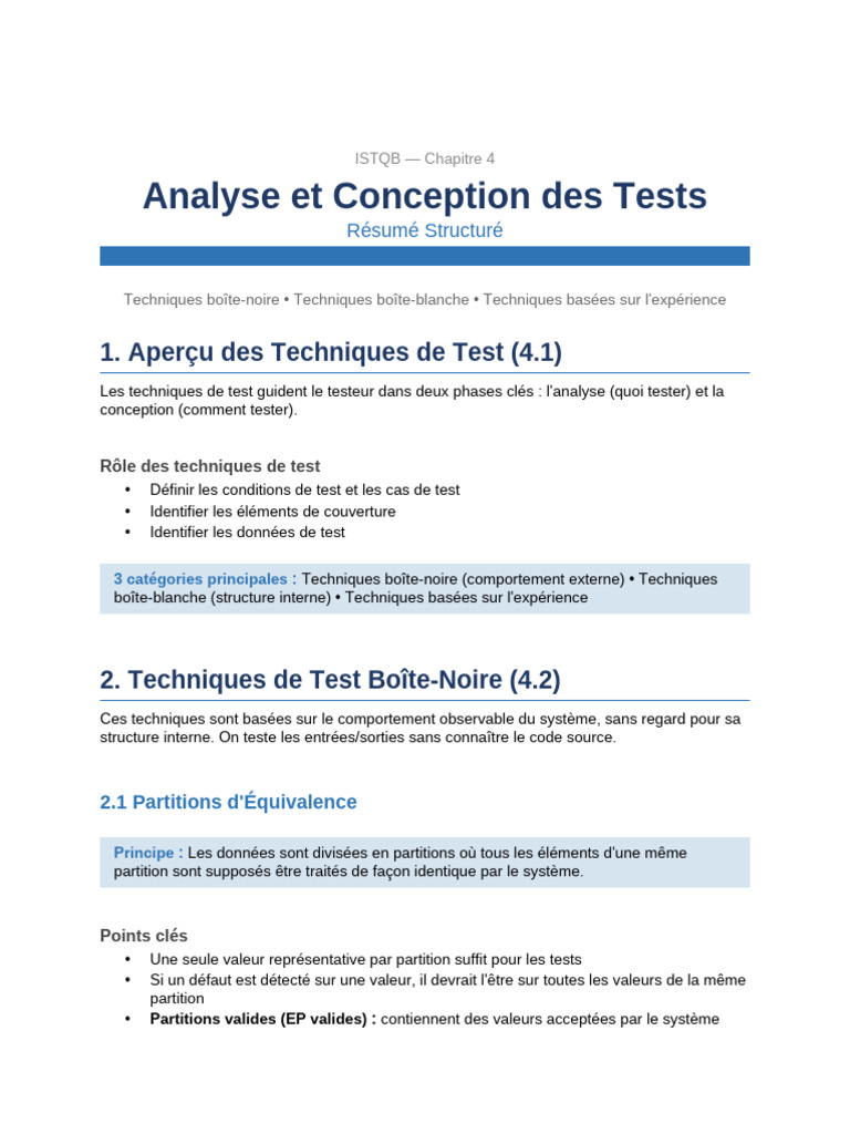 Resume Ch4 Analyse Conception Tests | PDF | Test de logiciel | Cas d ...