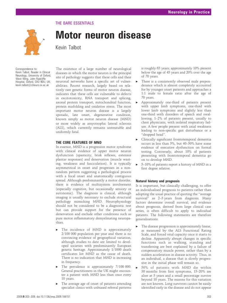BARE ESSENTIALS Motor Neuron Disease | PDF | Nervous System | Neurology