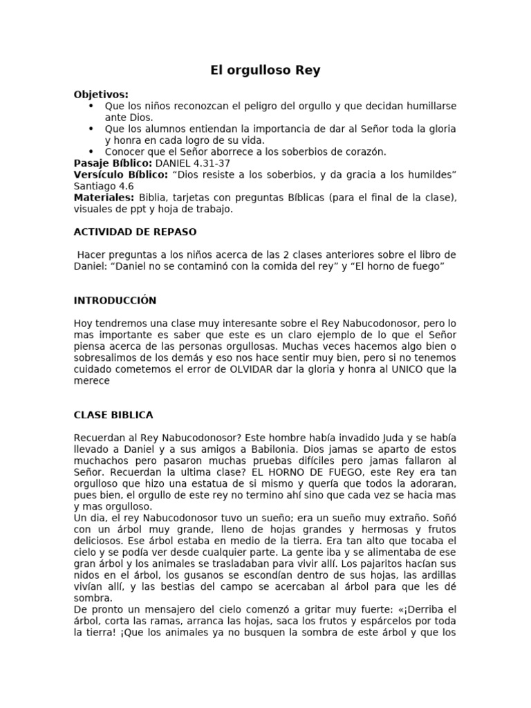 Clase 3. El Orgulloso Rey | PDF | Libro de daniel | Orgullo