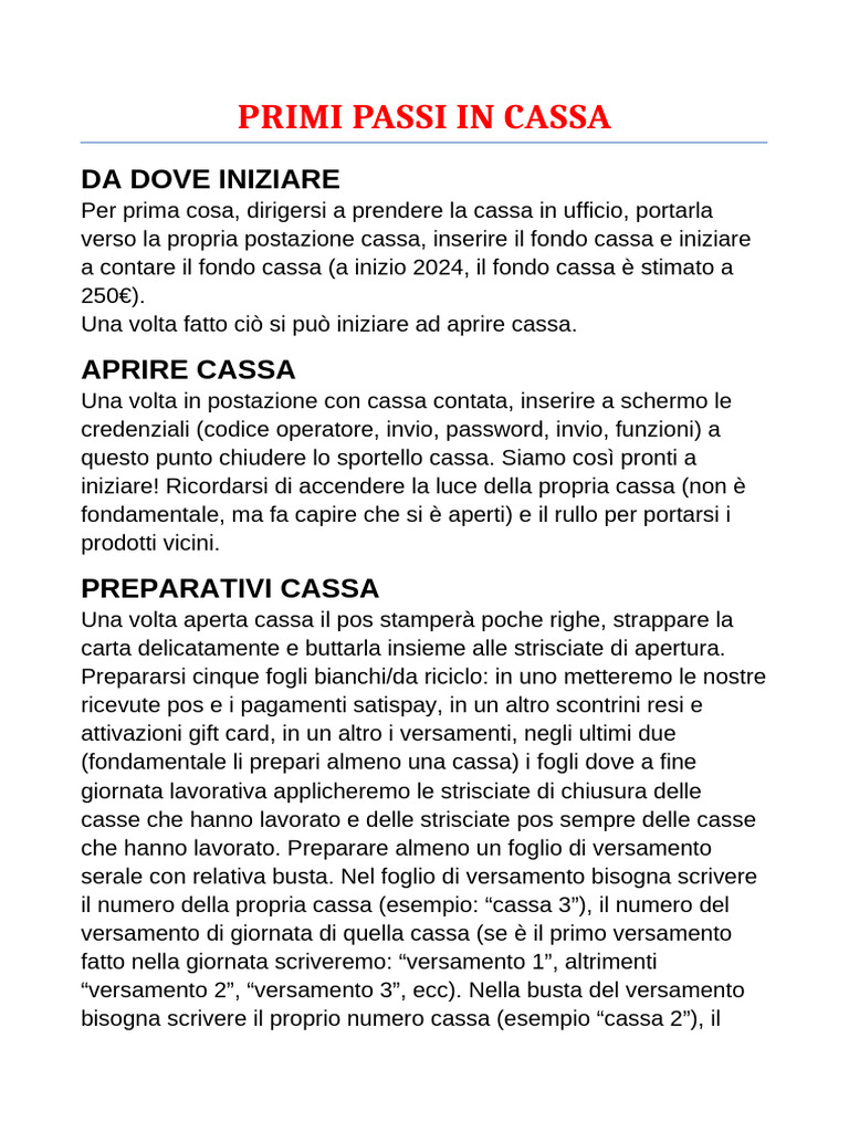 Primi Passi in Cassa | PDF