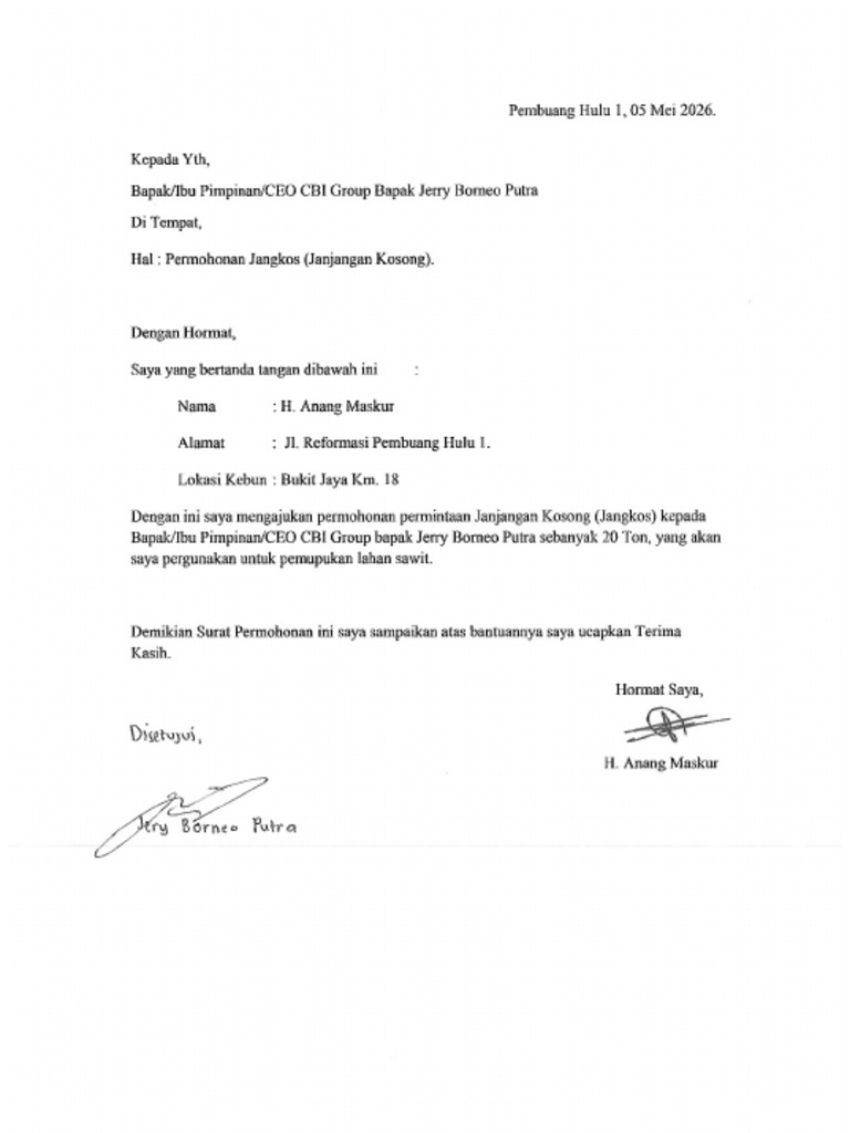 Approval Jangkos - Pak Anang | PDF