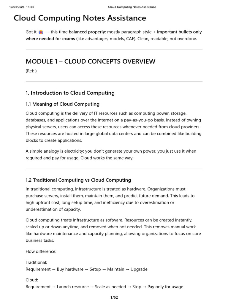 CCP Major Notes | PDF | Cloud Computing | Ip Address