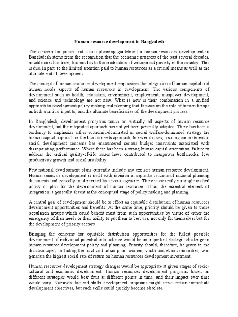 Human Resource Development in Bangladesh | PDF | Top Down And Bottom Up ...