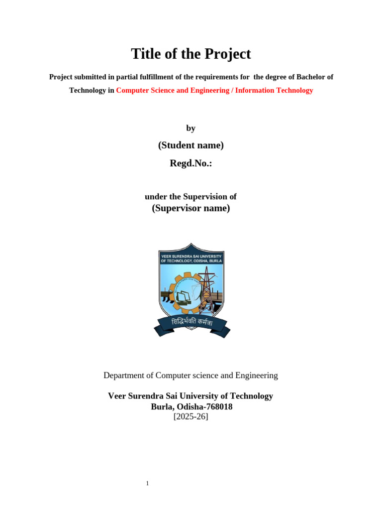 BTech Project Format 2025 26updated | PDF | Computing | Artificial ...