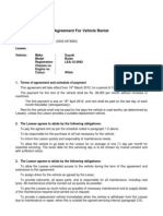 Agreement For The Rental of A Vehicle