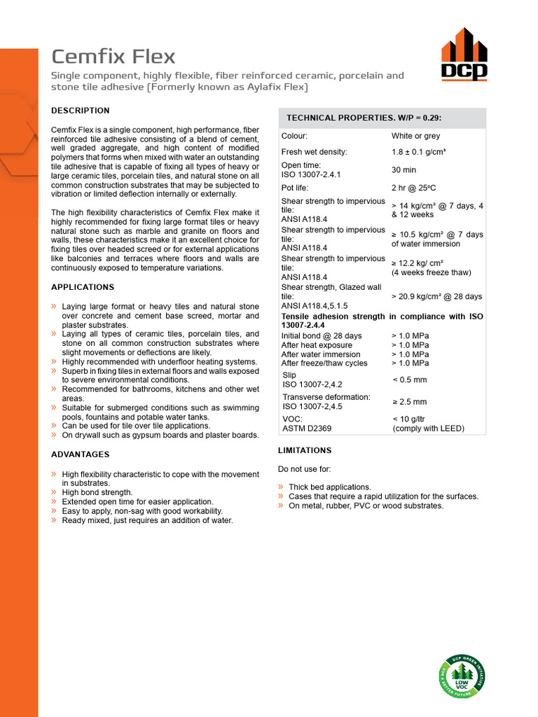 DCP - Cemfix Flex | PDF | Tile | Concrete