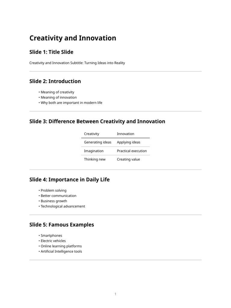 Single Random Presentation Document Creativity and Innovation | PDF