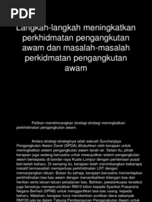 Langkah Langkah Meningkatkan Perkhidmatan Pengangkutan Awam Dan Masalah Masalah Perkidmatan Pdf
