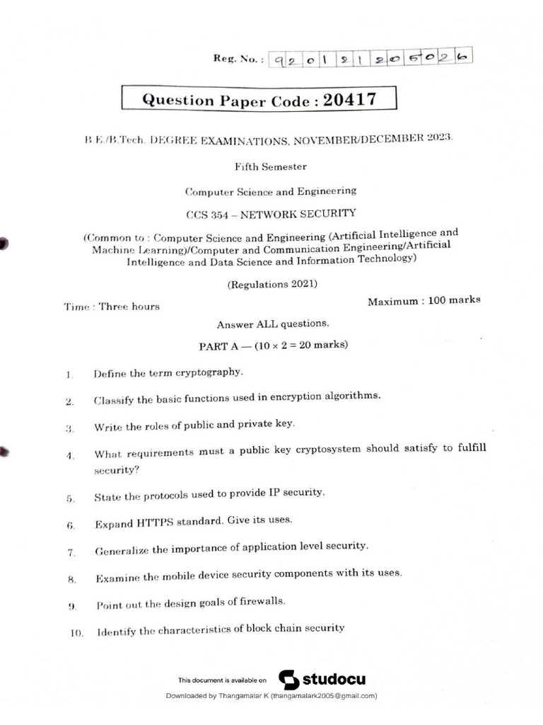 NS Previous Year Question Paper | PDF