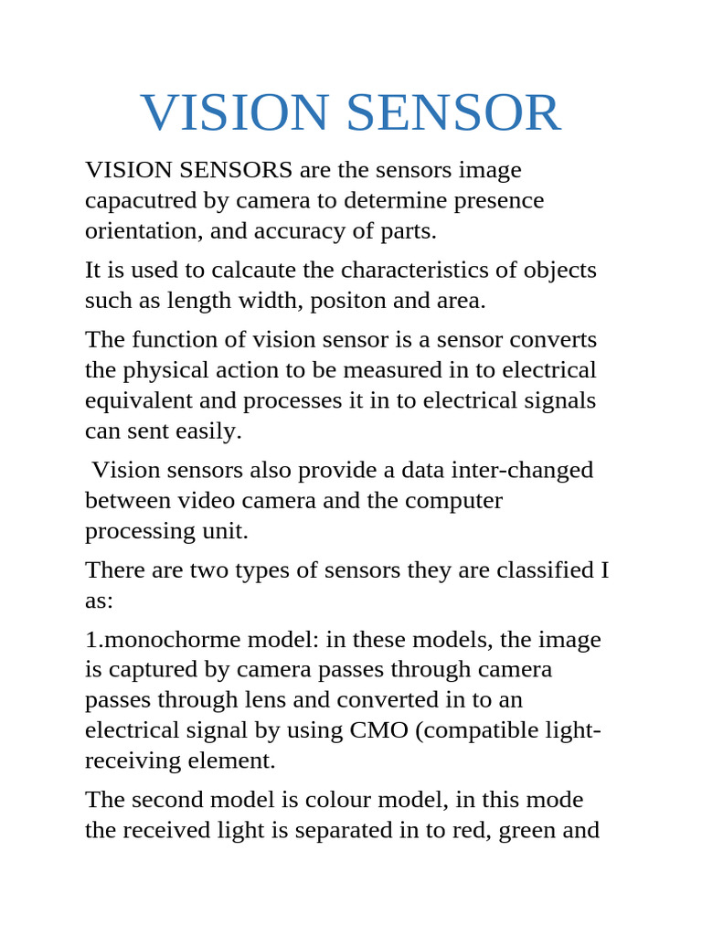 Vision Sensor Abstract | PDF