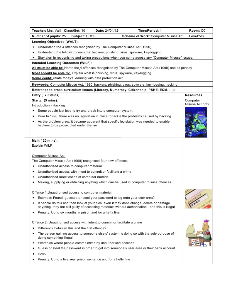 lesson plan computer misuse act | Malware | Information Age