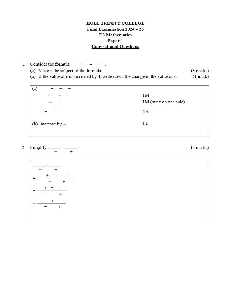 2425 F2 Math Final Exam_Marking_Student | PDF