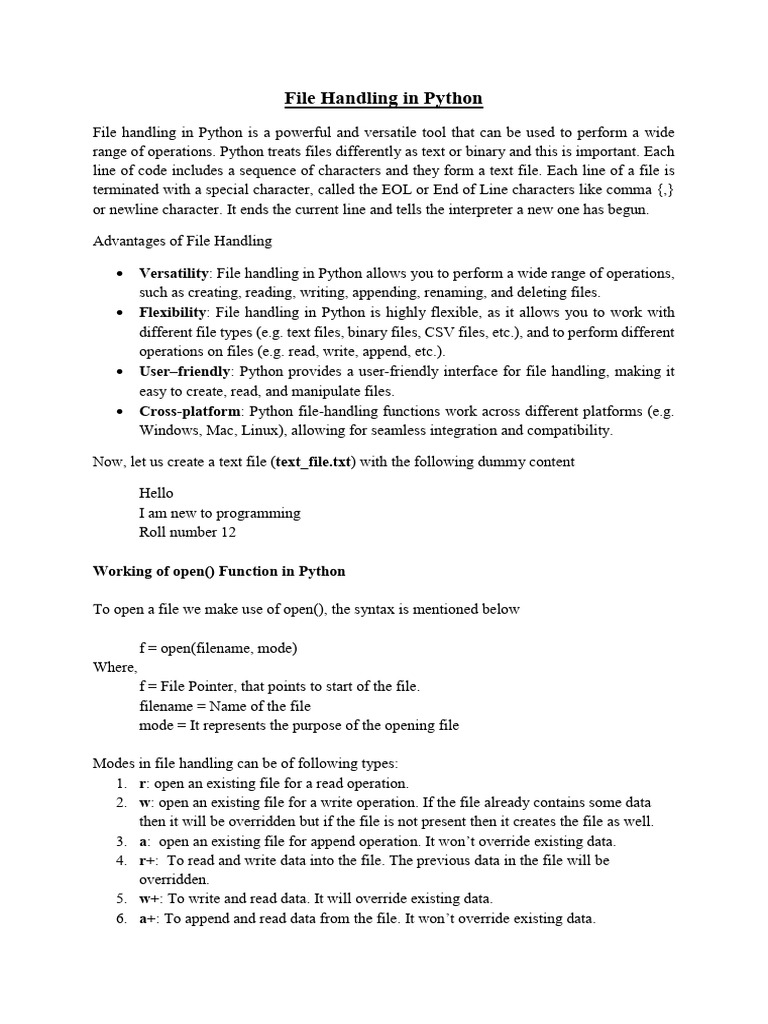 Lecture 10 File Handling in Python | PDF | Computer File | Computer ...