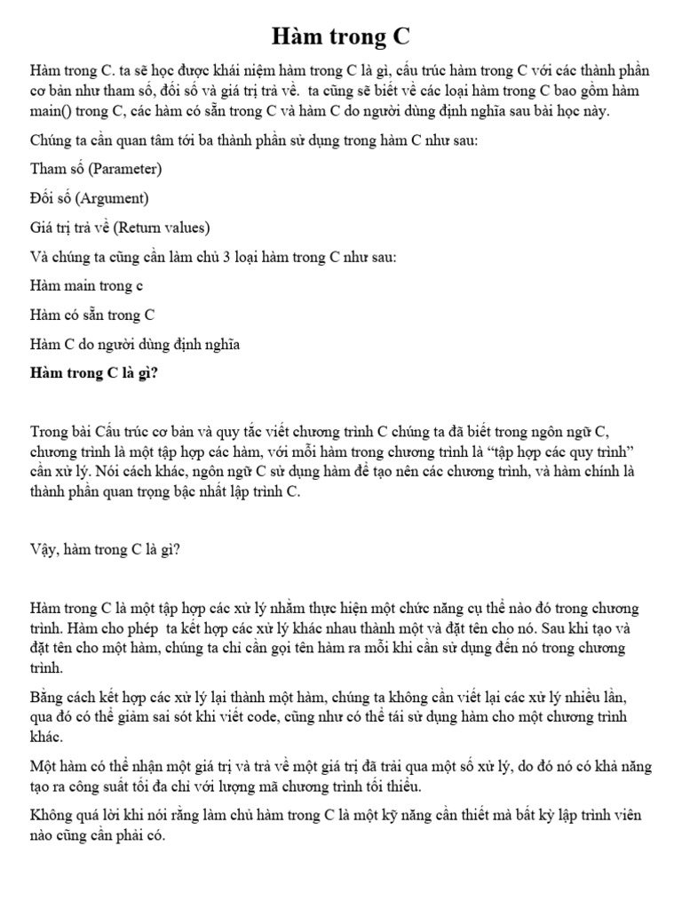 Hàm Trong C | PDF