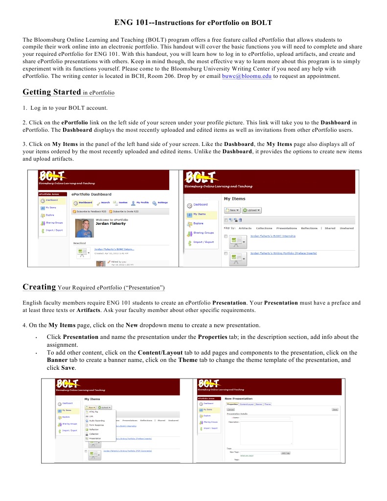 Eportfolio Setup Instructions | PDF