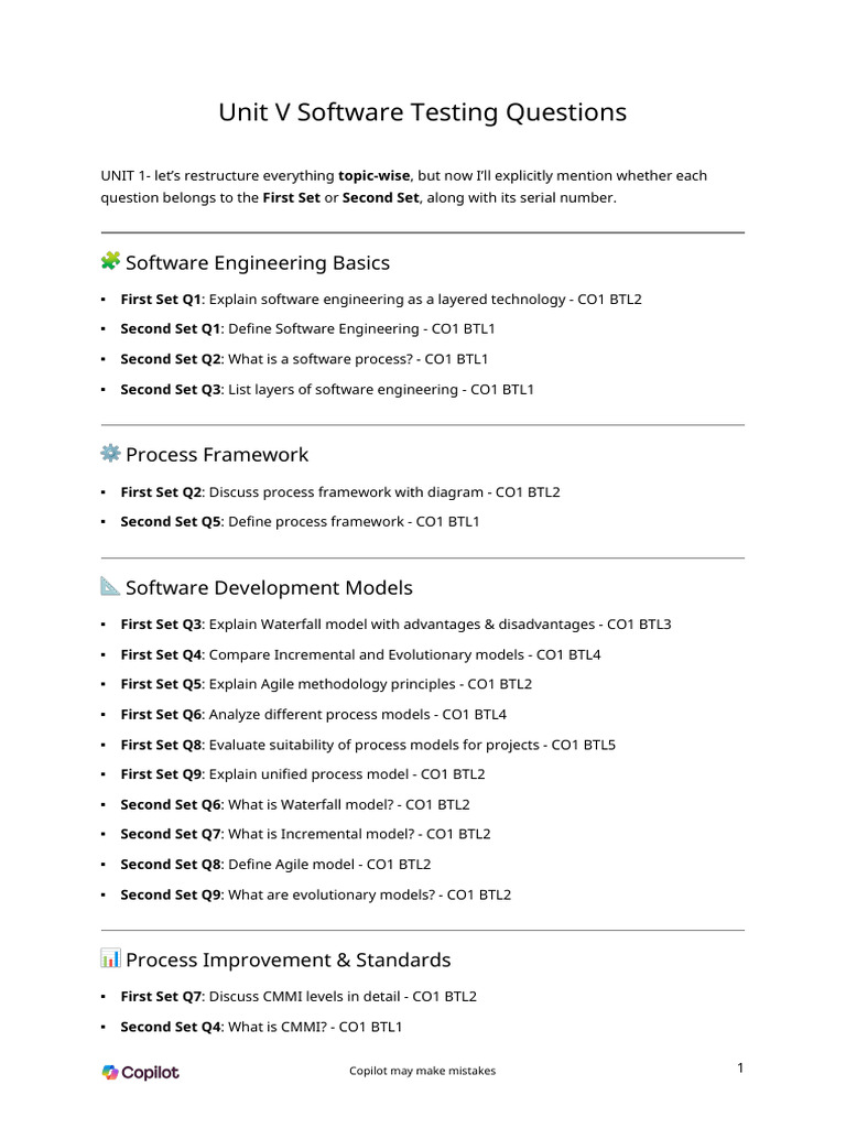 Unit v Software Testing Questions (1) | PDF | Software Development ...