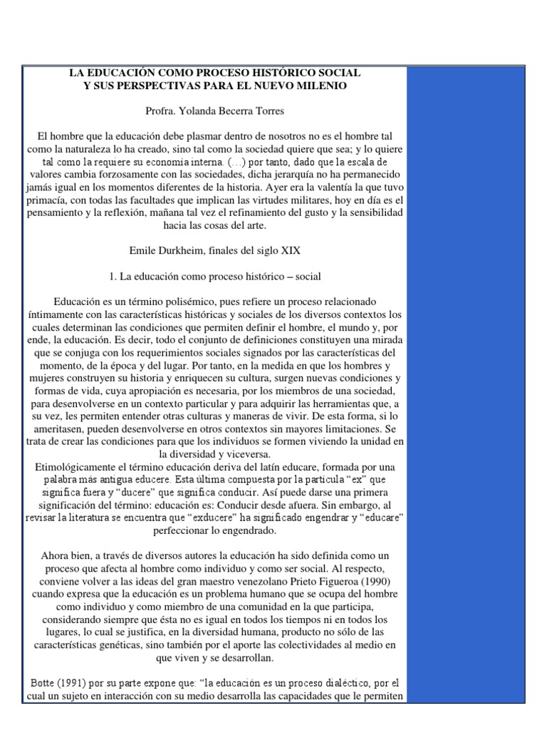 La Educación Como Proceso Histórico Social | PDF | Sociedad | Conocimiento