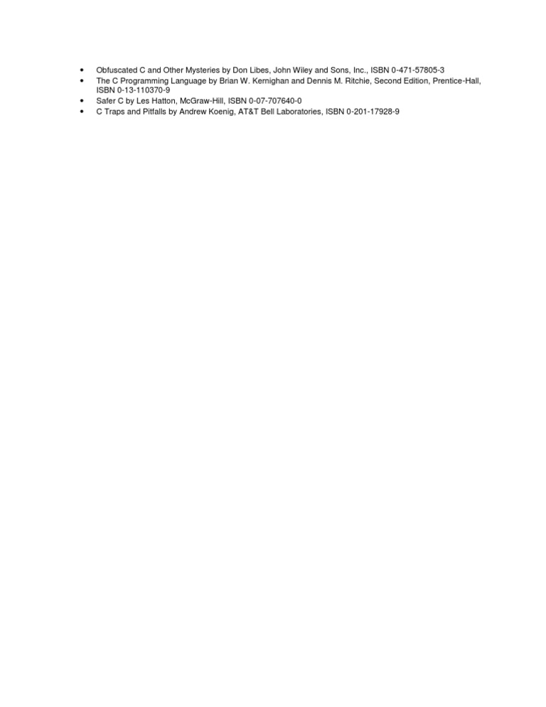 Essential C Programming Books List | PDF