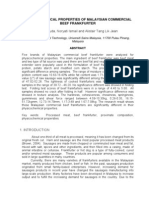 Physicochemical Properties of Malasyan Commercial Beef Frankfurter