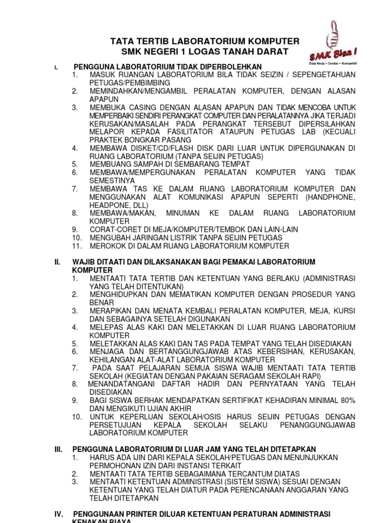 Tata Tertib Laboratorium Komputer