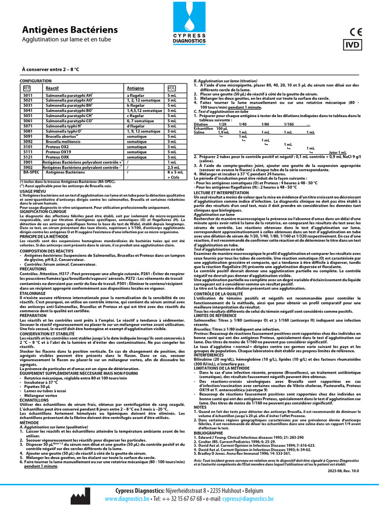 FR IFU Bacterial Antigens BA-SPEC REL | PDF | Salmonelle | Anticorps