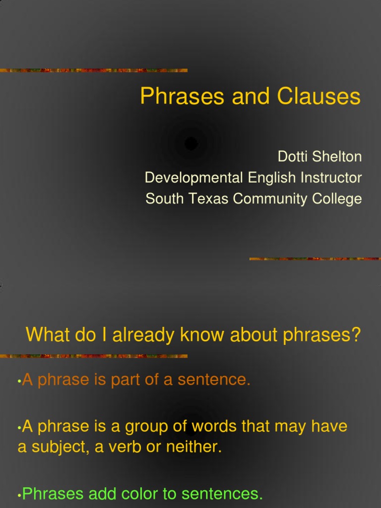 Phrases and Clauses Presentation PDF Sentence (Linguistics