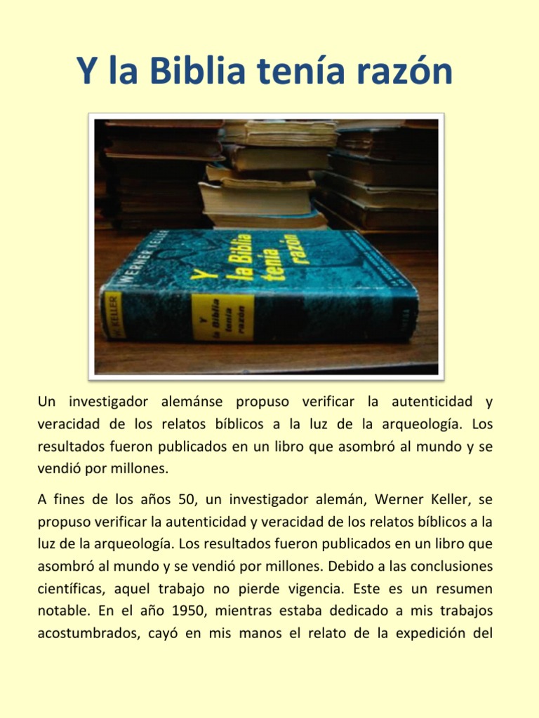 Y La Biblia Tenia Razon Viejo Testamento Biblia