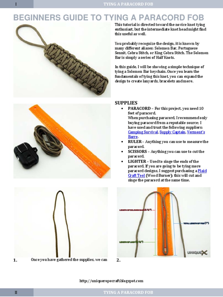 Beginners Guide Paracord FobScribd Knot