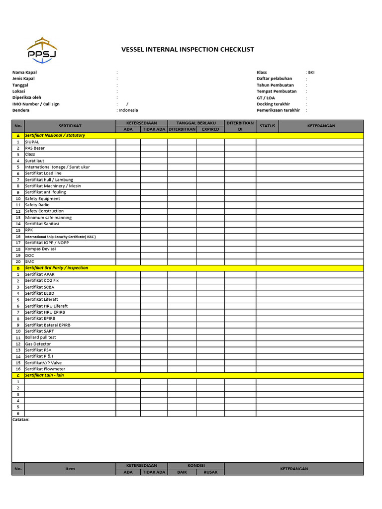 Form Internal Inspection TB. PS 6 | PDF