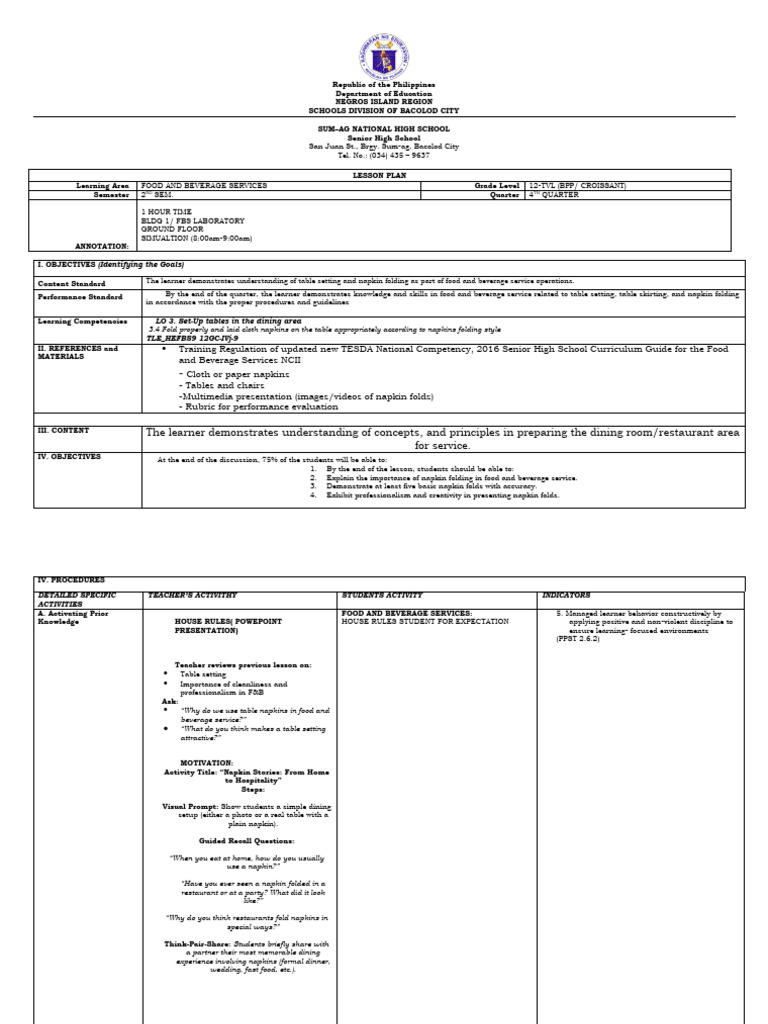 Lesson-Plan FBS DINGLASAN | PDF | Learning | Curriculum